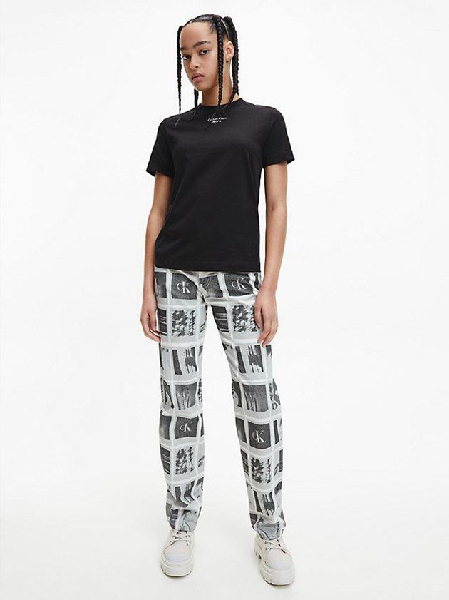 Black Calvin Klein Organic Cotton Logo Women T-Shirt | BTJG-61043