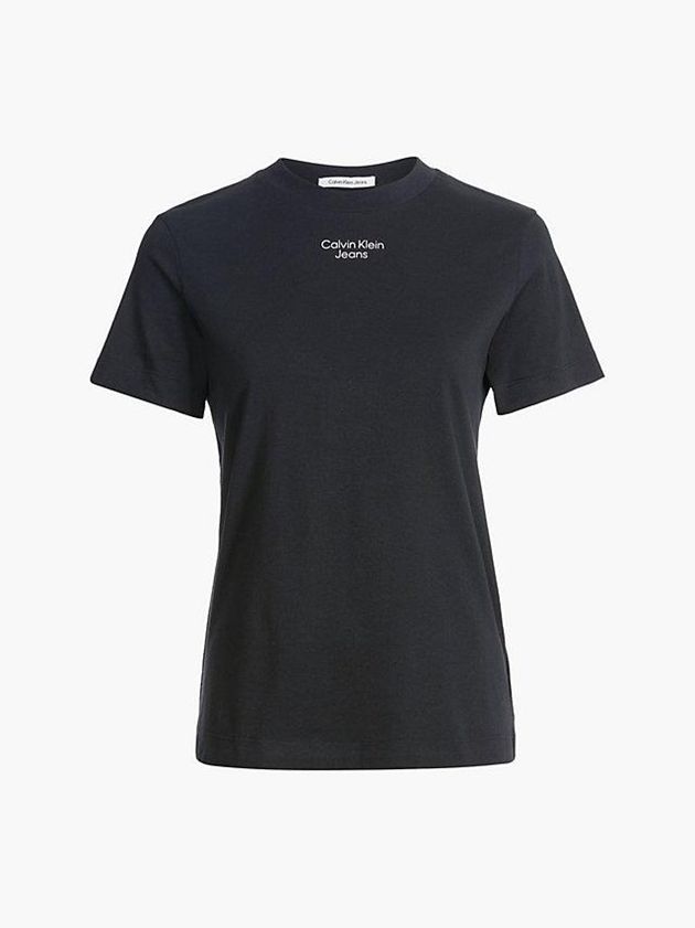 Black Calvin Klein Organic Cotton Logo Women T-Shirt | BTJG-61043