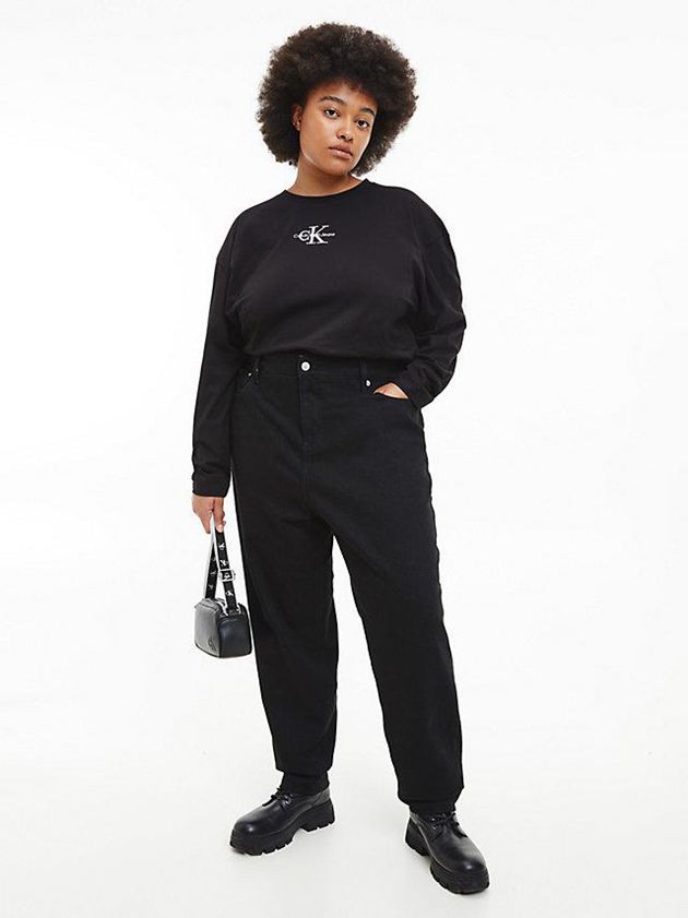 Black Calvin Klein Organic Cotton Long Sleeve Women T-Shirt | UVRP-36980