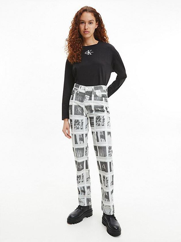 Black Calvin Klein Organic Cotton Long Sleeve Women T-Shirt | UVRP-36980