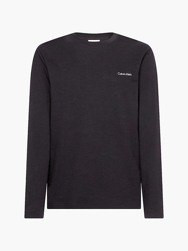 Black Calvin Klein Organic Cotton Long Sleeve Men T-Shirt | JTEU-67802
