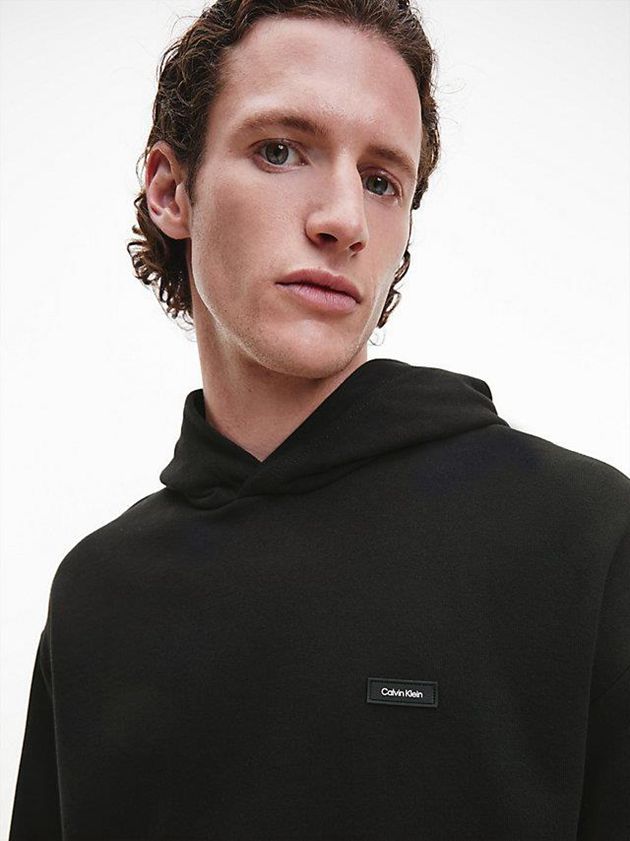 Black Calvin Klein Organic Cotton Men Hoodie | GZNH-79436