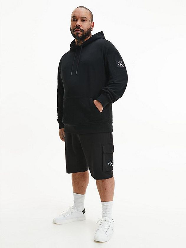 Black Calvin Klein Organic Cotton Men Hoodie | WDIS-23051