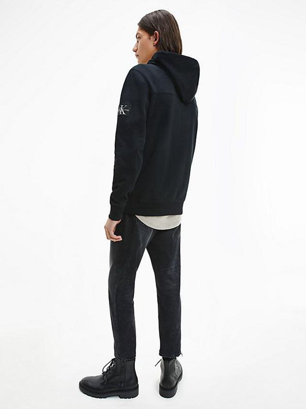 Black Calvin Klein Organic Cotton Men Hoodie | WDIS-23051