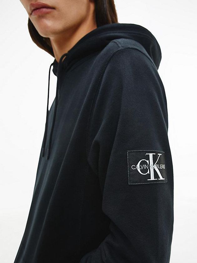 Black Calvin Klein Organic Cotton Men Hoodie | WDIS-23051