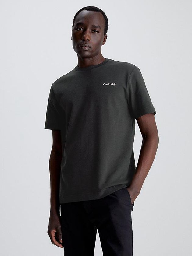 Black Calvin Klein Organic Cotton Men T-Shirt | MYBW-86540