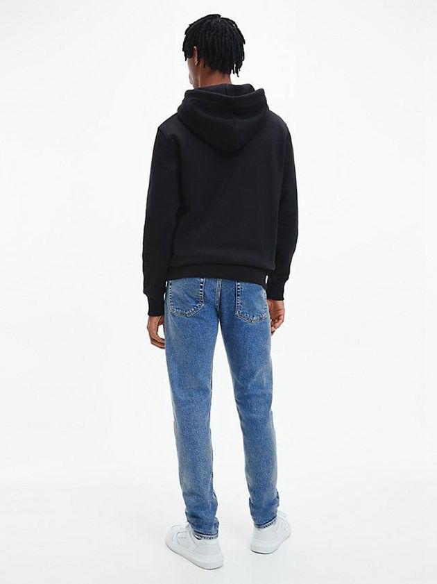 Black Calvin Klein Organic Cotton Monogram Men Hoodie | ENAM-53827