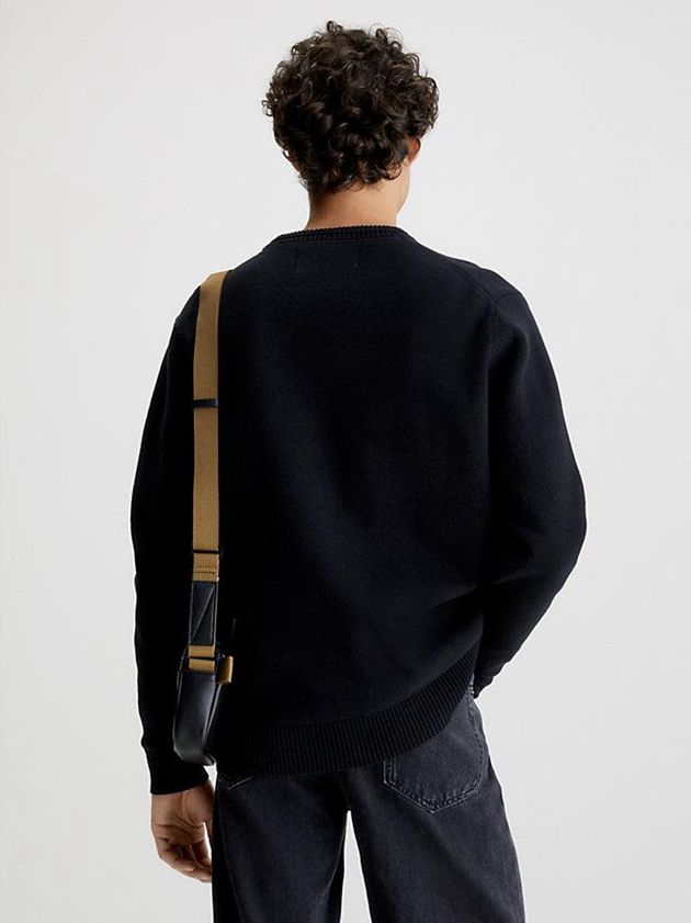 Black Calvin Klein Organic Cotton Monogram Jumper Men Sweater | ZEPX-60472