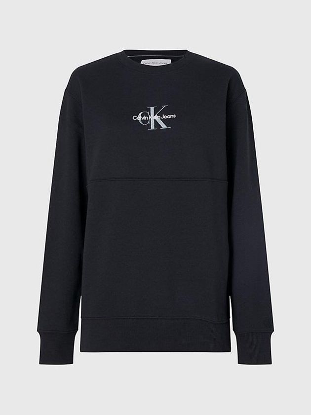 Black Calvin Klein Organic Cotton Monogram Men Sweatshirt | SJOE-63914