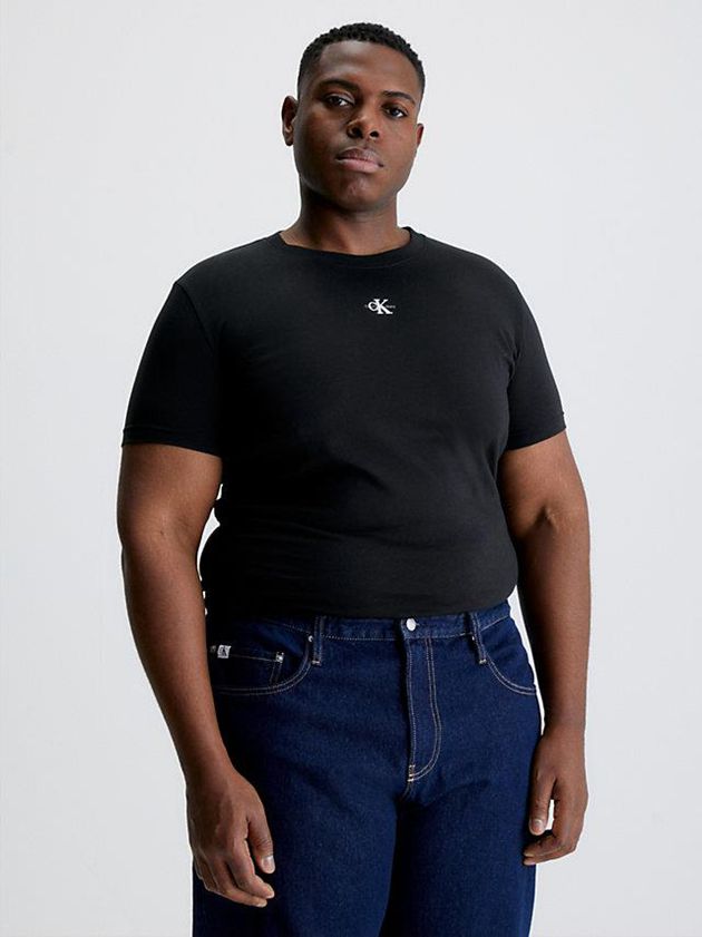 Black Calvin Klein Organic Cotton Monogram Men T-Shirt | SHED-46085