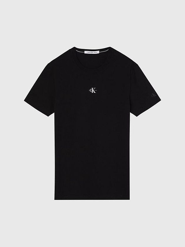Black Calvin Klein Organic Cotton Monogram Men T-Shirt | SHED-46085