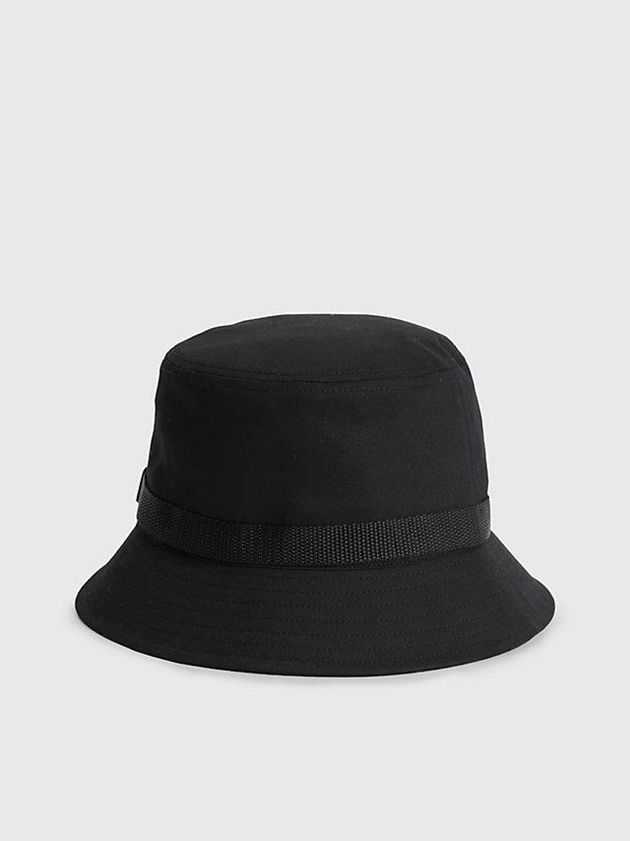 Black Calvin Klein Organic Cotton Packable Bucket Men Cap | LXPO-02763