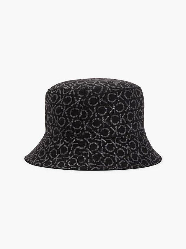 Black Calvin Klein Organic Cotton Reversible Bucket Women Cap | QMEY-79854