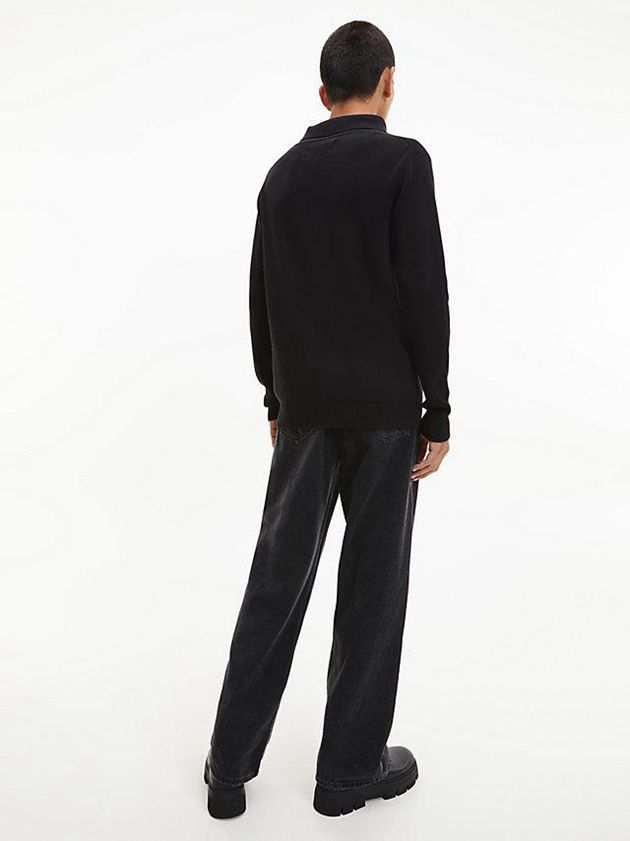 Black Calvin Klein Organic Cotton Roll Neck Jumper Men Sweater | WOEK-53649