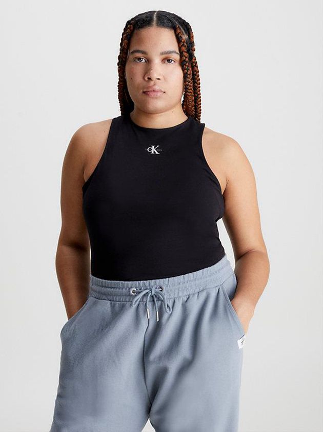 Black Calvin Klein Organic Cotton Tank Women Top | LBAO-43059