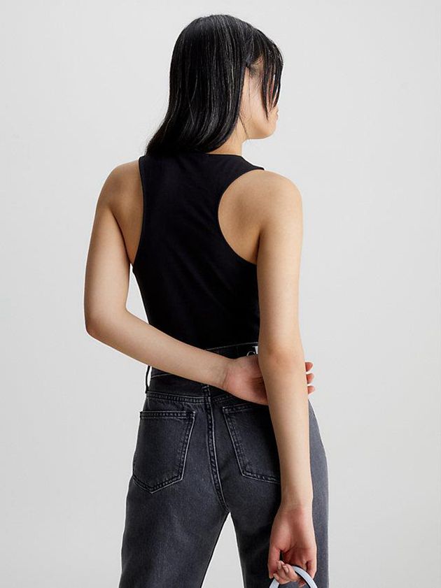 Black Calvin Klein Organic Cotton Tank Women Top | LBAO-43059