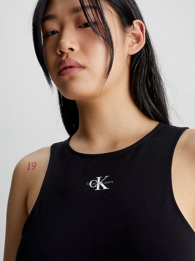 Black Calvin Klein Organic Cotton Tank Women Top | LBAO-43059