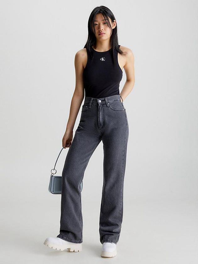 Black Calvin Klein Organic Cotton Tank Women Top | LBAO-43059