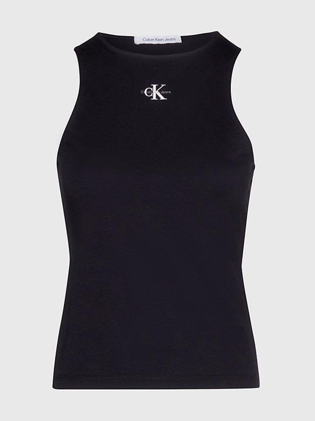 Black Calvin Klein Organic Cotton Tank Women Top | LBAO-43059