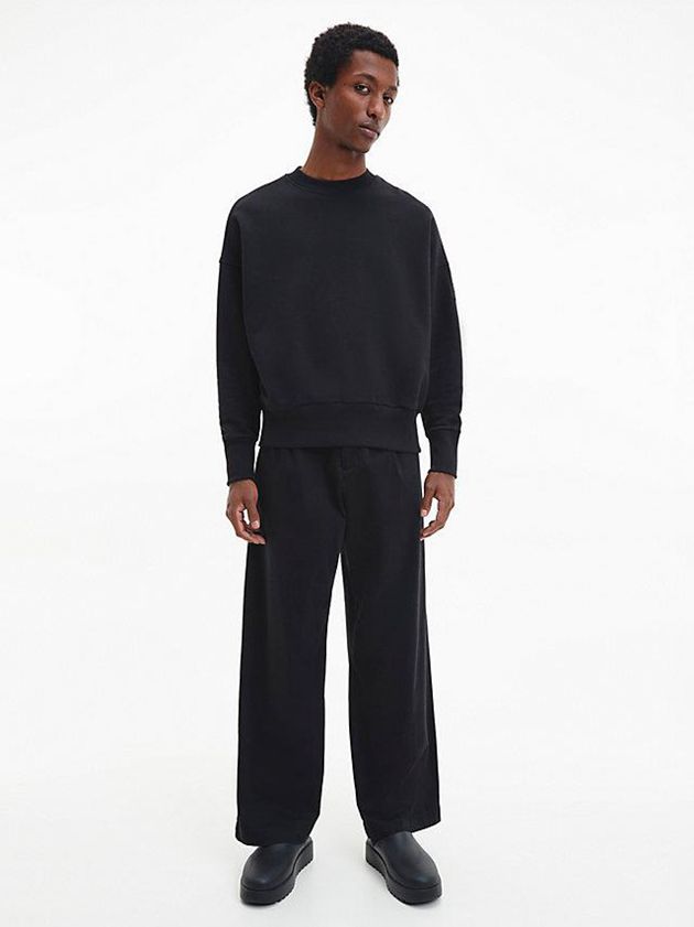 Black Calvin Klein Organic Cotton Terry Men Sweatshirt | AEZU-12586