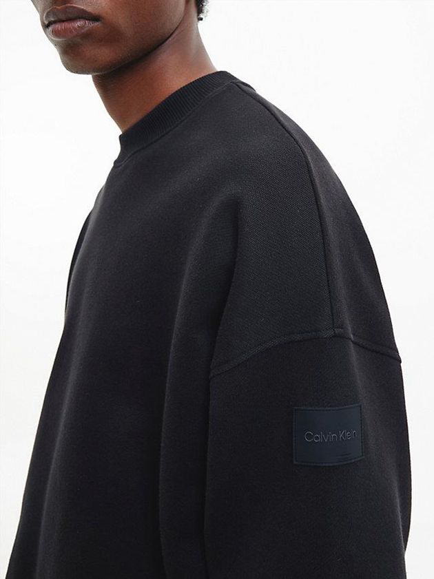 Black Calvin Klein Organic Cotton Terry Men Sweatshirt | AEZU-12586