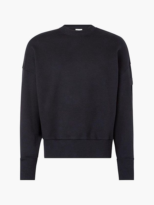Black Calvin Klein Organic Cotton Terry Men Sweatshirt | AEZU-12586