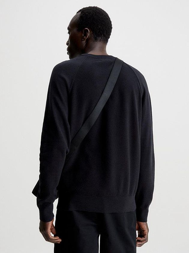 Black Calvin Klein Organic Cotton Textured Jumper Men Sweater | TQGZ-56072