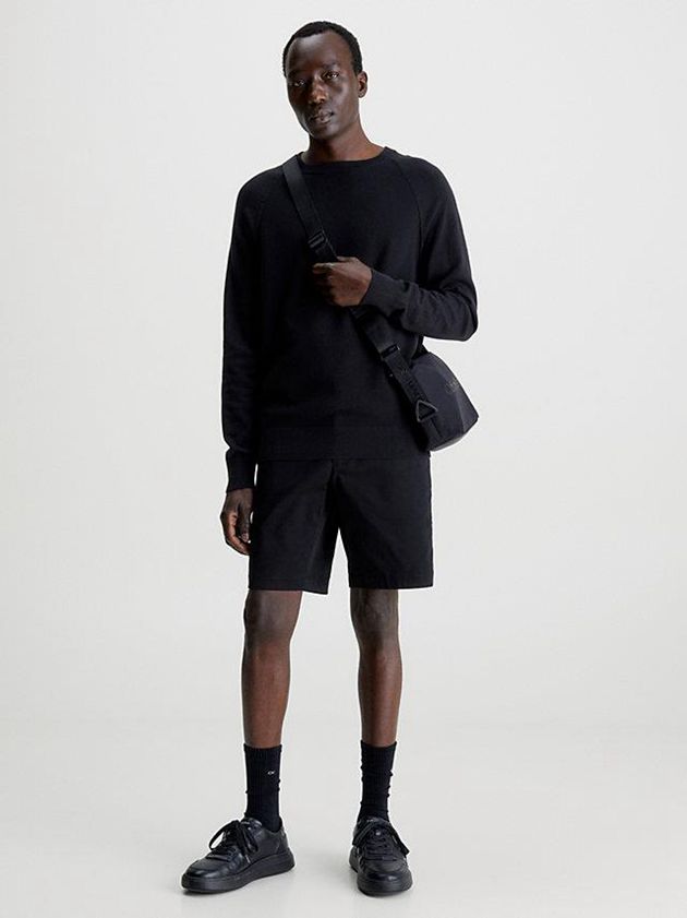 Black Calvin Klein Organic Cotton Textured Jumper Men Sweater | TQGZ-56072