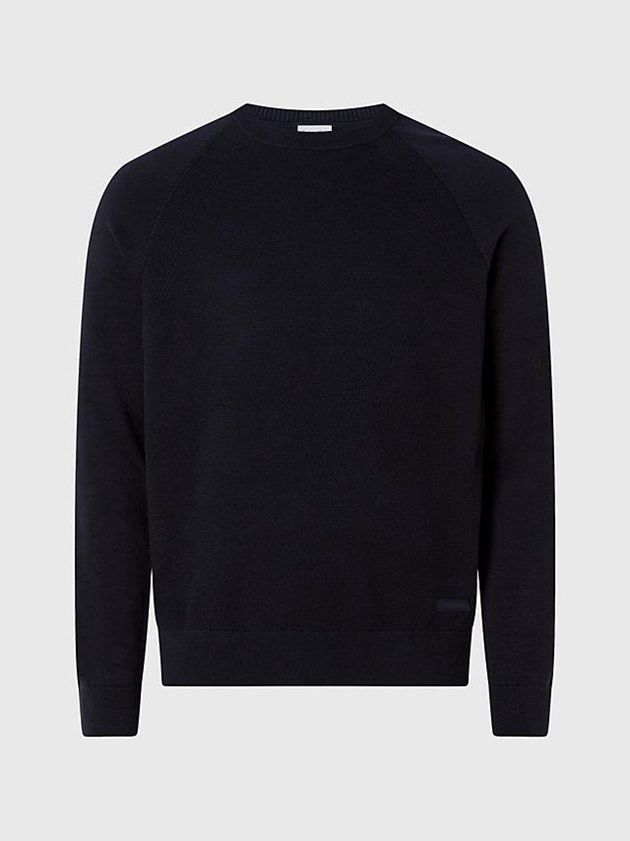 Black Calvin Klein Organic Cotton Textured Jumper Men Sweater | TQGZ-56072