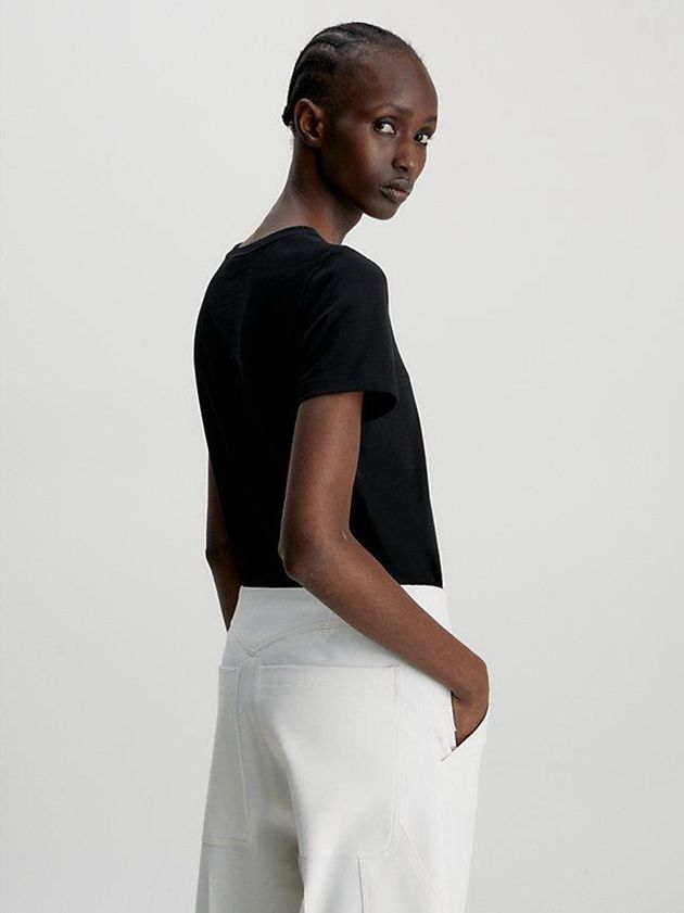 Black Calvin Klein Organic Cotton Women T-Shirt | BVCI-71683