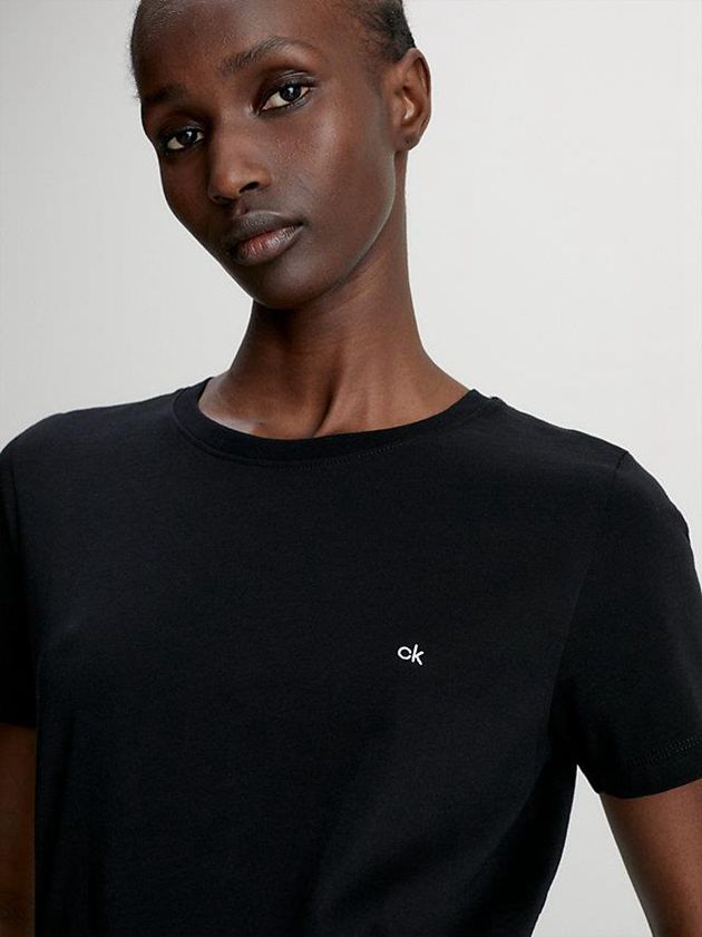 Black Calvin Klein Organic Cotton Women T-Shirt | BVCI-71683