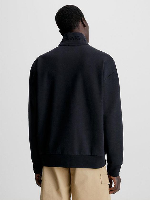 Black Calvin Klein Organic Cotton Zip Men Sweatshirt | VTHL-62793