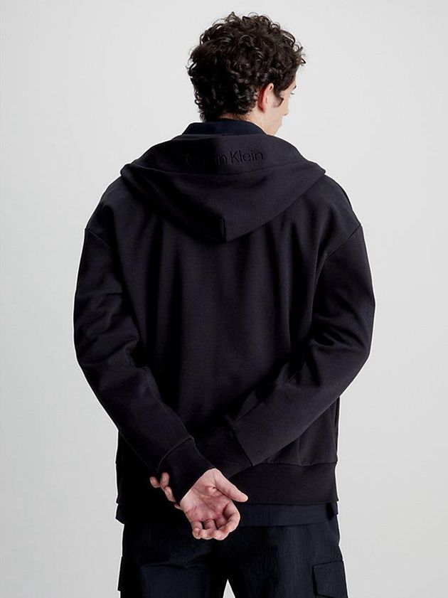 Black Calvin Klein Organic Cotton Zip Up Men Hoodie | GRXT-92745