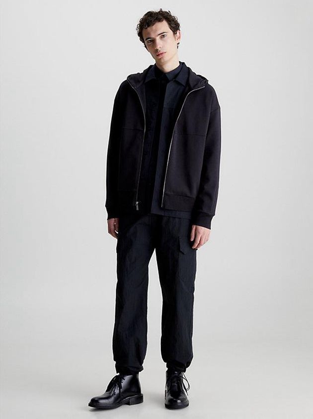 Black Calvin Klein Organic Cotton Zip Up Men Hoodie | GRXT-92745