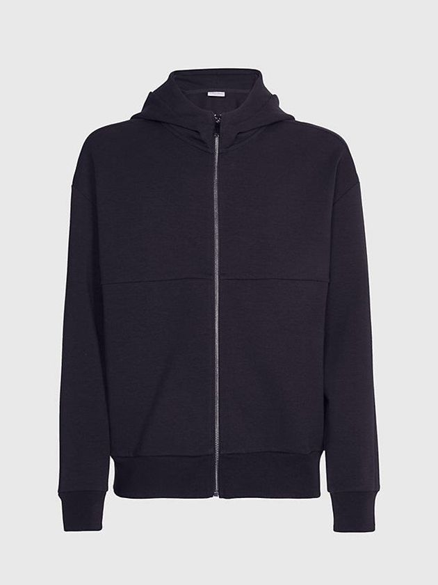 Black Calvin Klein Organic Cotton Zip Up Men Hoodie | GRXT-92745