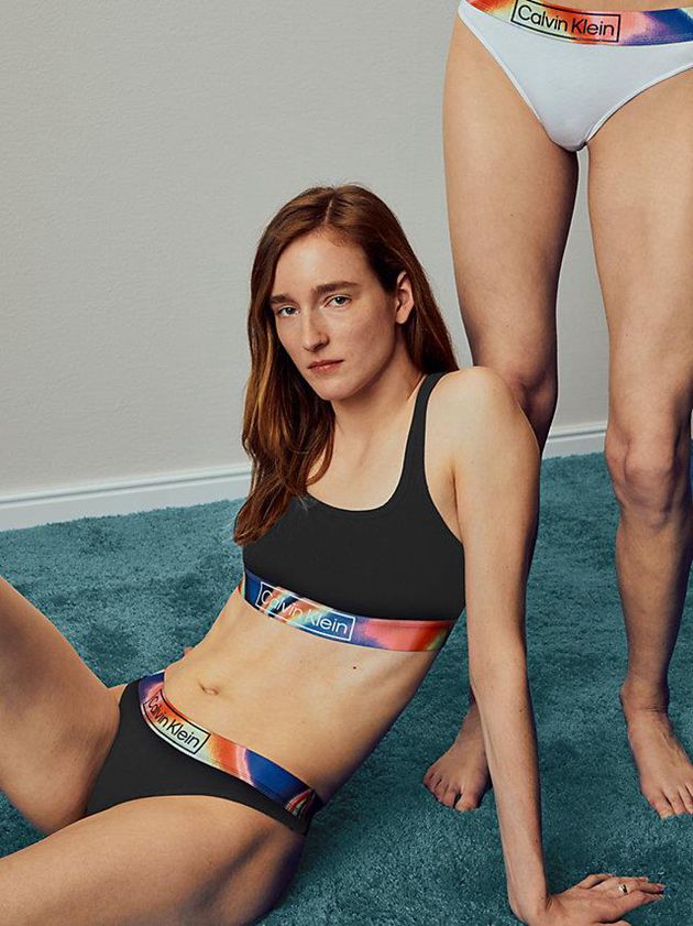 Black Calvin Klein Organic Cotton - Pride Women Thong | IJWO-56478