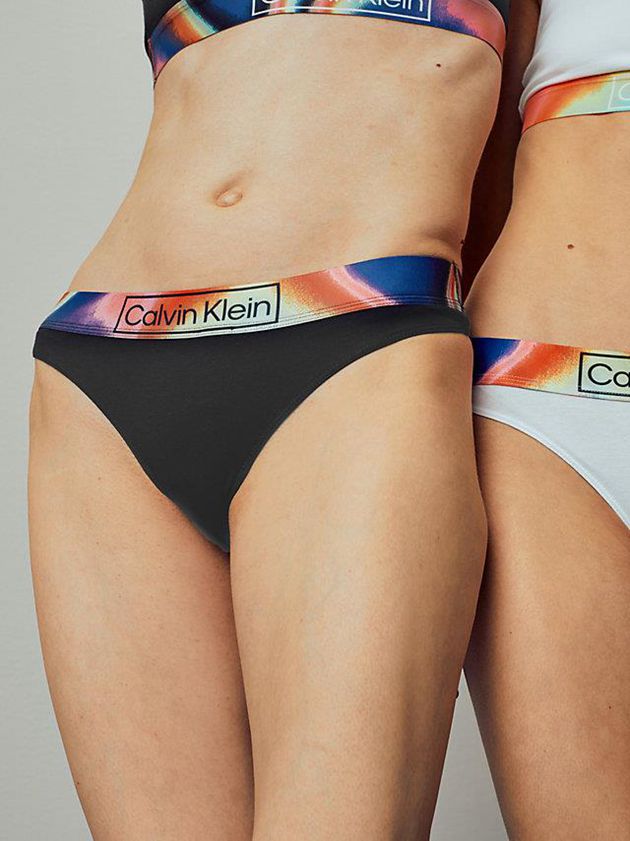 Black Calvin Klein Organic Cotton - Pride Women Thong | IJWO-56478