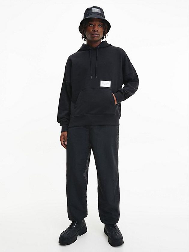 Black Calvin Klein Oversized Back Logo Men Hoodie | TNMB-60394