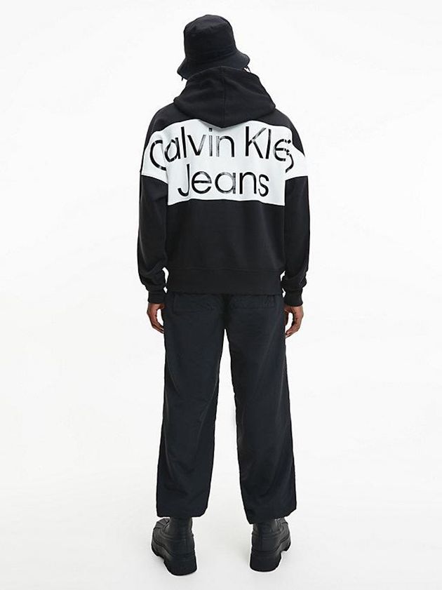 Black Calvin Klein Oversized Back Logo Men Hoodie | TNMB-60394