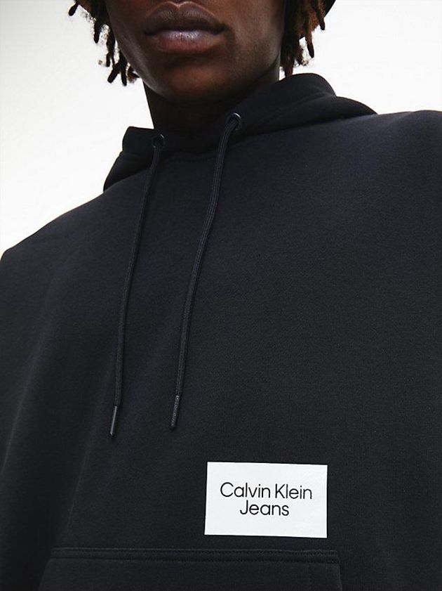 Black Calvin Klein Oversized Back Logo Men Hoodie | TNMB-60394