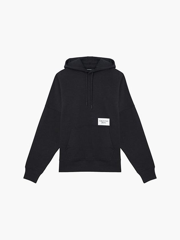 Black Calvin Klein Oversized Back Logo Men Hoodie | TNMB-60394