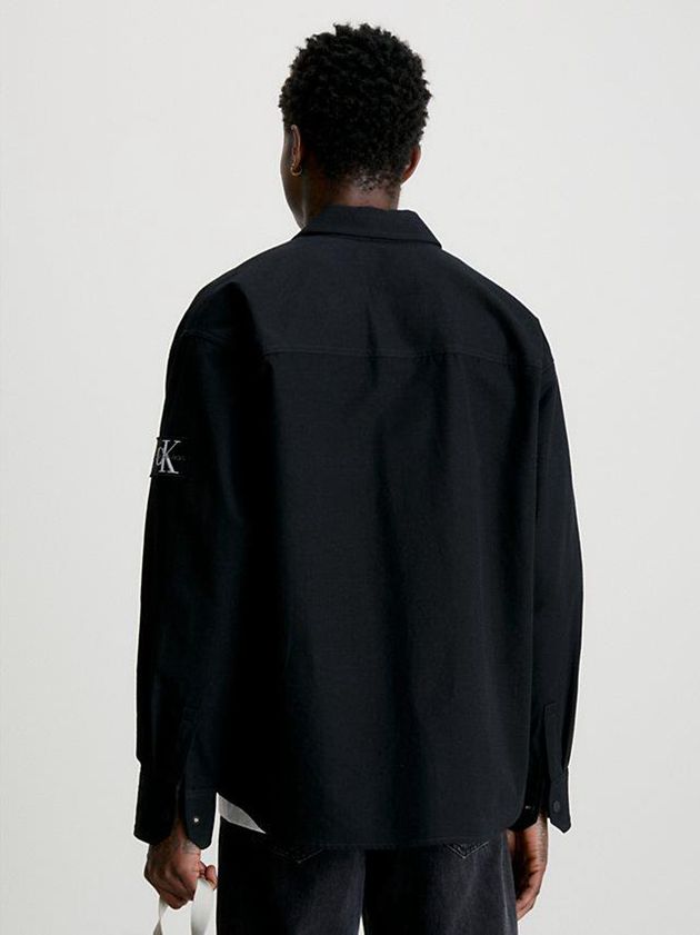 Black Calvin Klein Oversized Cotton Ripstop Shirt Men Jacket | JZFT-75491