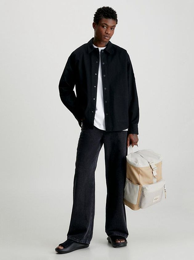 Black Calvin Klein Oversized Cotton Ripstop Shirt Men Jacket | JZFT-75491