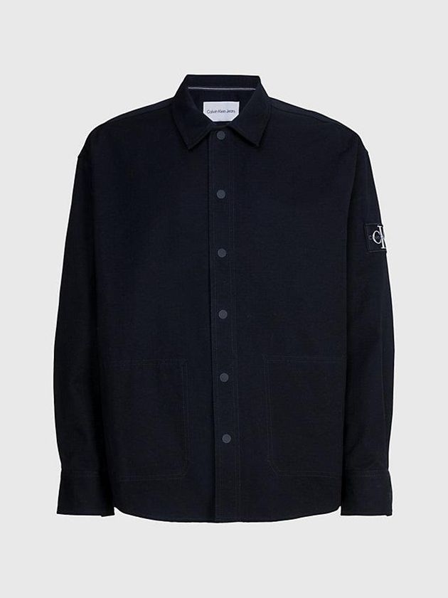 Black Calvin Klein Oversized Cotton Ripstop Shirt Men Jacket | JZFT-75491