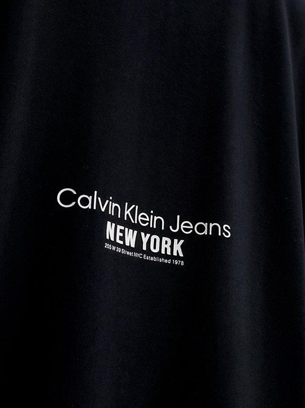 Black Calvin Klein Oversized Embroidered Men T-Shirt | NXQM-69315