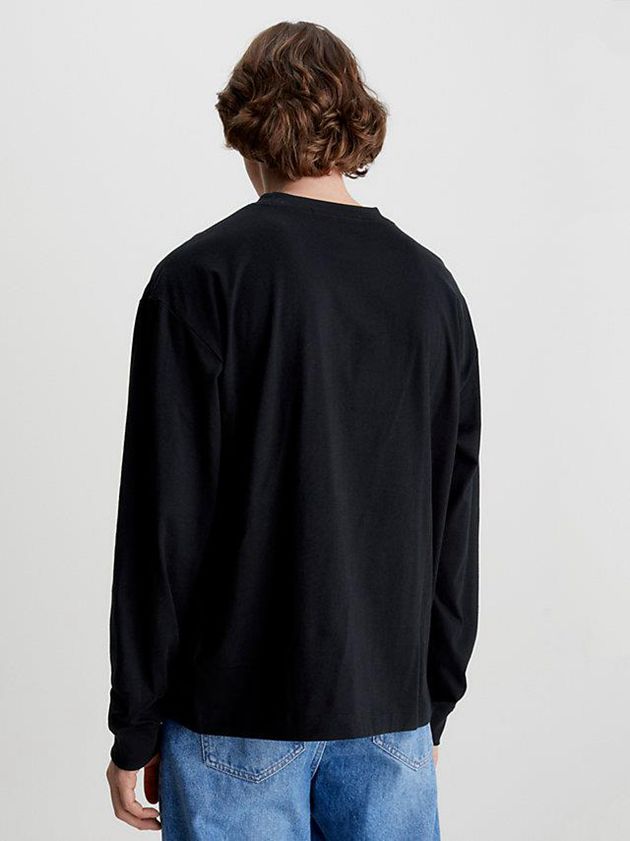Black Calvin Klein Oversized Long Sleeve Men T-Shirt | DPTE-82506