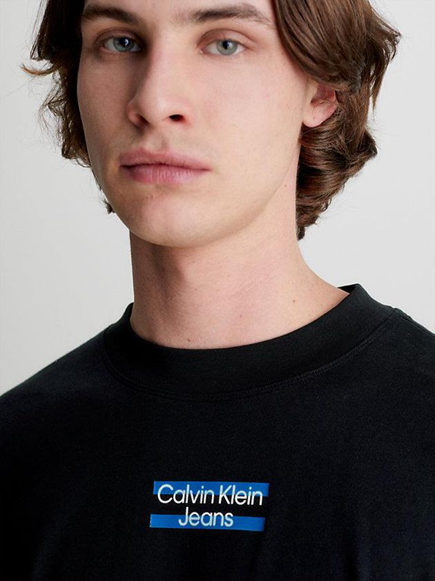 Black Calvin Klein Oversized Long Sleeve Men T-Shirt | DPTE-82506