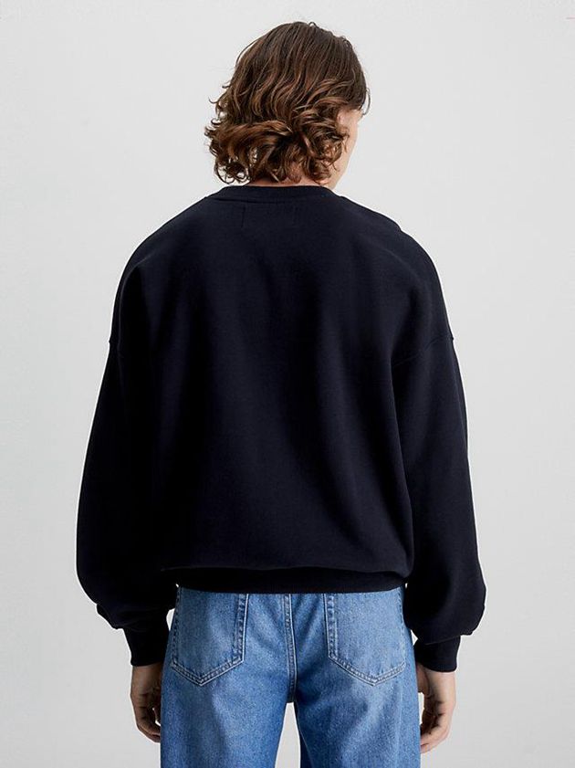 Black Calvin Klein Oversized Monogram Men Sweatshirt | CXNP-65092