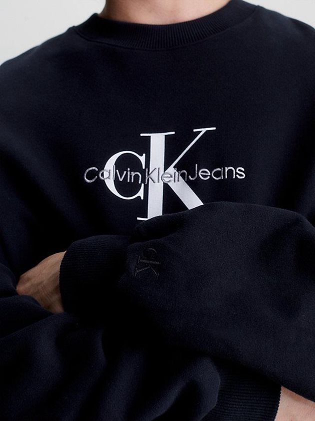Black Calvin Klein Oversized Monogram Men Sweatshirt | CXNP-65092