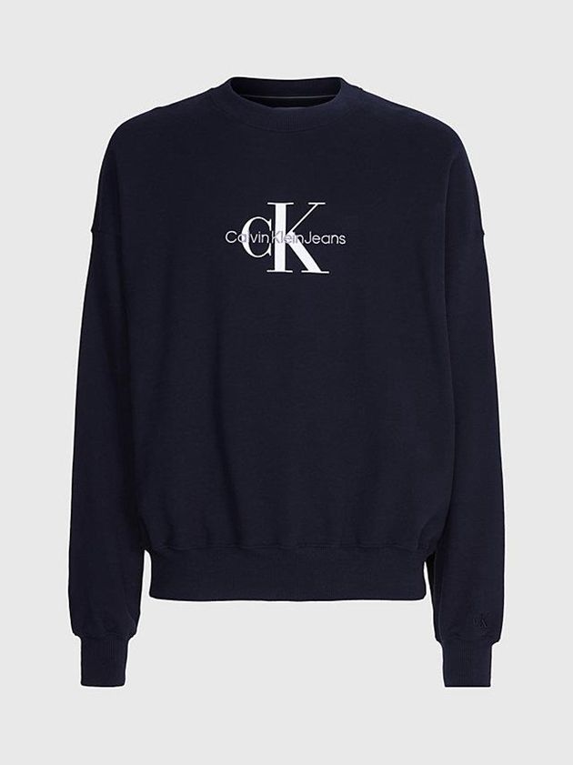 Black Calvin Klein Oversized Monogram Men Sweatshirt | CXNP-65092